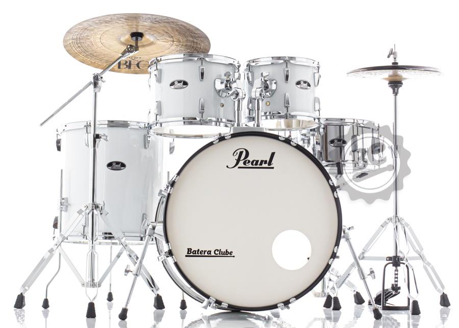 Bateria Pearl Roadshow Pure White 22",10",12",16" com ferragens TAPETE e CAMISETA GRÁTIS