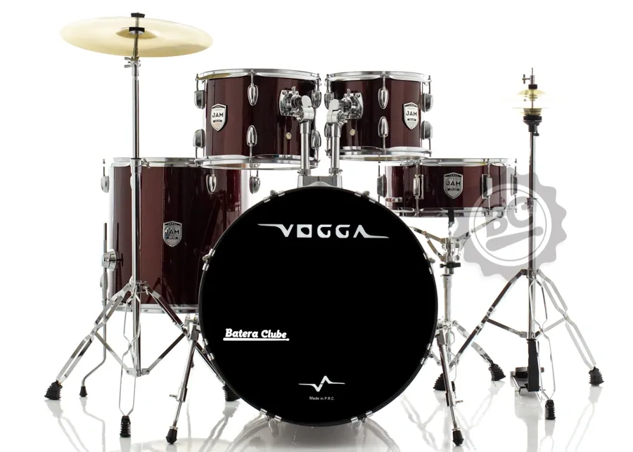 Bateria Vogga Jam by Michael Wine Red Completa 22",10",12",16" com Ferragens, Pratos e Banco VPD422WRD