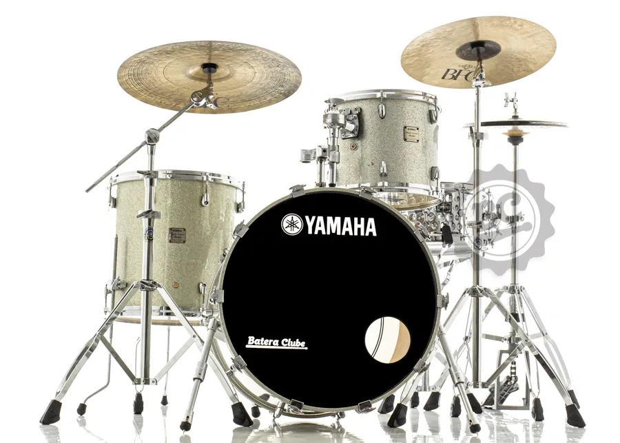 Bateria Yamaha Maple Custom Absolute Silver Sparkle Rock 22",13",16" Made in Japan (Usada)