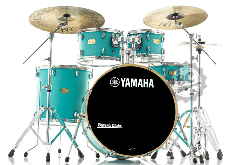 Bateria Yamaha Stage Custom Birch (Shell Pack) Matte Surf Green 22",10",12",16" e caixa 14x5.5"