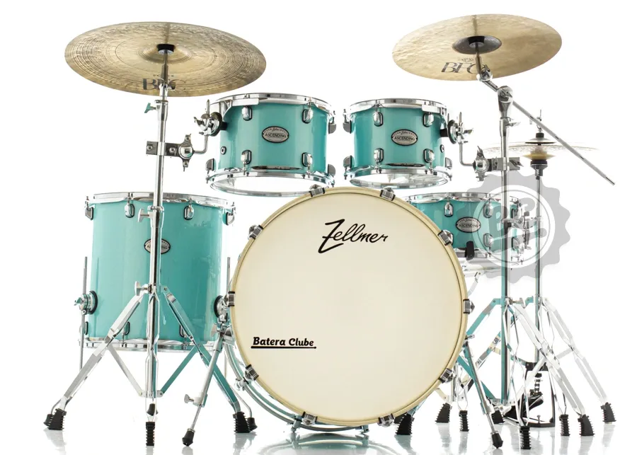 Bateria Zellmer Ascending Caribean Blue 22",10",12",16" com Ferragens duplas e 2 estantes