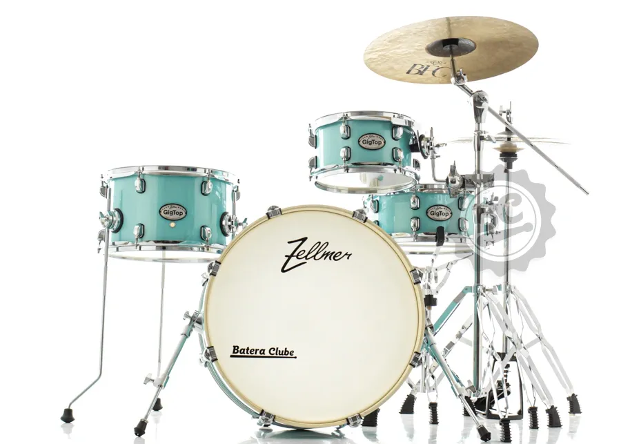 Bateria Zellmer GigTop Compacta Caribean Blue 20x8", tom 10", surdo 13" e caixa com Ferragens