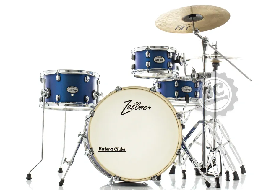 Bateria Zellmer GigTop Compacta Matte Blue 20x8", tom 10", surdo 13" e caixa com Ferragens
