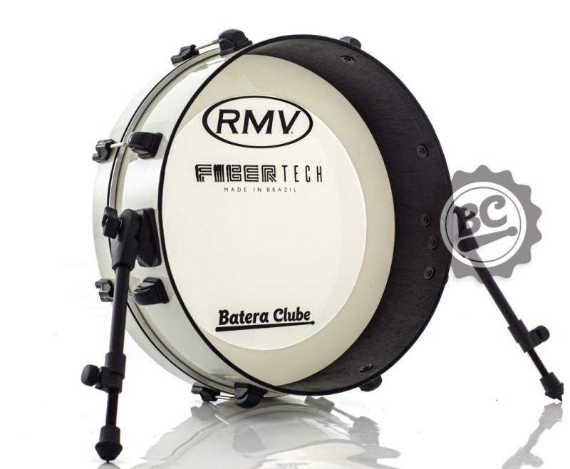 Bumbo 18" RMV Fibertech Opus Silky Branca 18x5" Compacto pele com muffle abafador interno