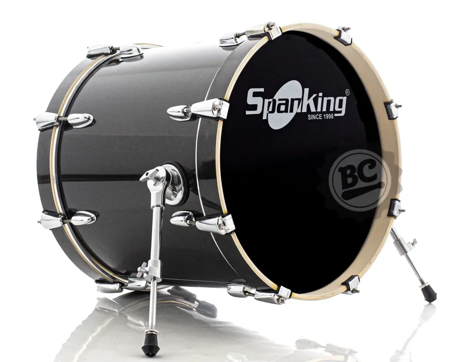 Bumbo 18" Spanking by Zellmer Black Sparkle 18x16" com pés telescópio, aros de madeira e pele dupla