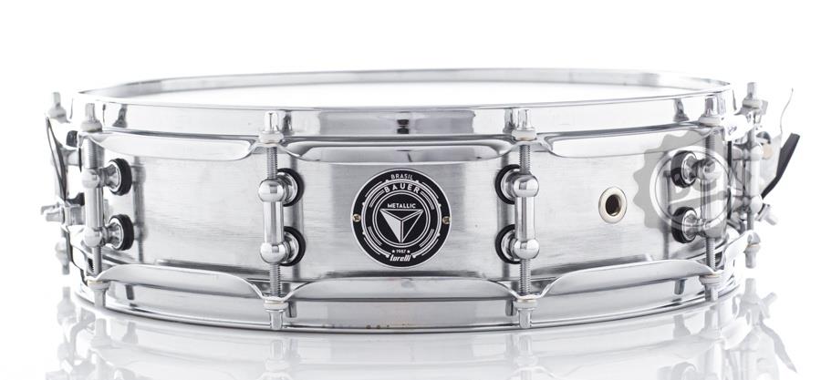 Caixa Bauer Steel Shell 14x3,5" TCM38 Piccolo Mini Tube Lugs, casco Aço cromado e canoas com buchas em brass
