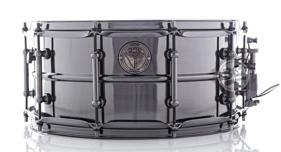 Caixa Bauer Thunder Black Steel 14x6,5" TCM45 canoas Tube Lugs, Aço Black Nickel e abafador interno
