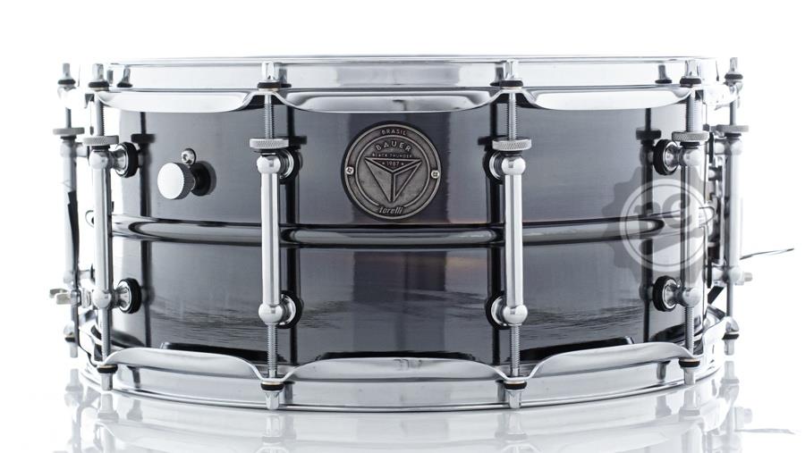 Caixa Bauer Thunder Steel 14x6,5" TCM44 canoas Chrome Tube Lugs, casco Black Nickel e abafador interno