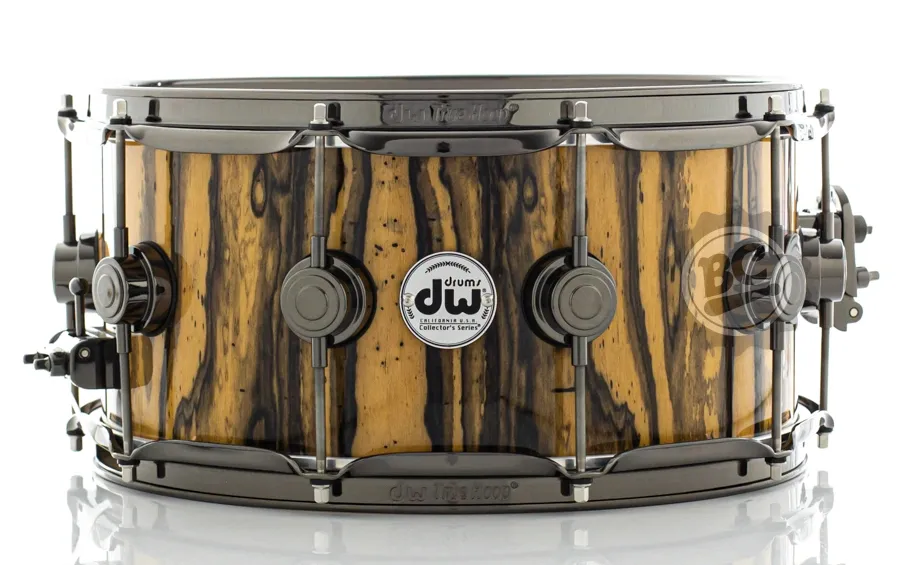 Caixa DW Collectors Exotic Ivory Ebony Pure Maple 14x6.5" com aros True Hoop 3.0mm (Made in USA)