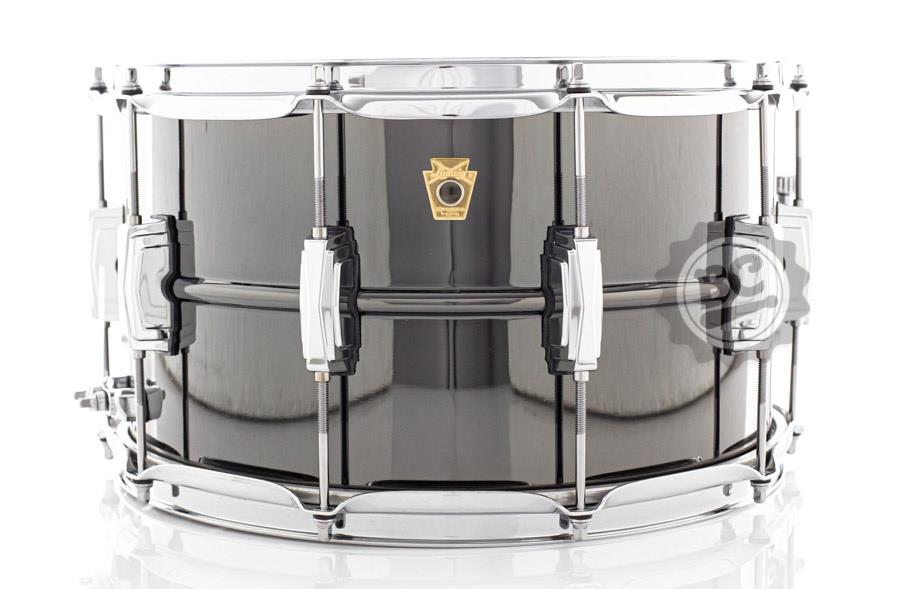 Caixa Ludwig Black Beauty LB408 Brass Shell 14x8" Black Nickel (Made in USA) com automático P85AC