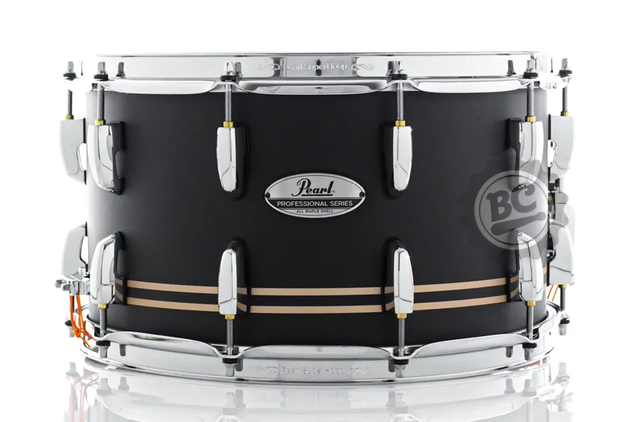 Caixa Pearl Professional Series Maple Black Gold Contrail 14x8" padrão Masters Series