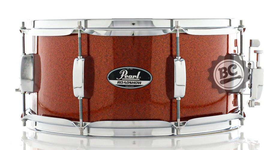 Caixa Pearl Roadshow Burnt Orange Sparkle 14x6,5" com Aros Triple Flange e 8 Afinações