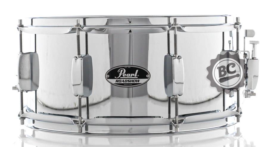 Caixa Pearl Roadshow Steel Shell 14x6,5" em Aço com Aros Triple Flange e 8 Afinações