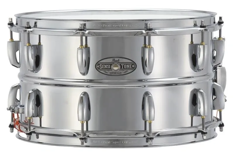 Caixa Pearl Sensitone Heritage Alloy 14x8" Beaded Seamless Steel Shell STH1480S com Pele Remo Top USA