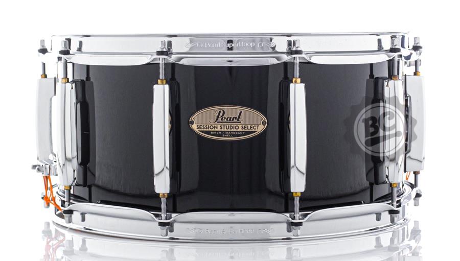 Caixa Pearl Session Studio Select Piano Black 14x6,5" casco fino híbrido em Mogno e Birch