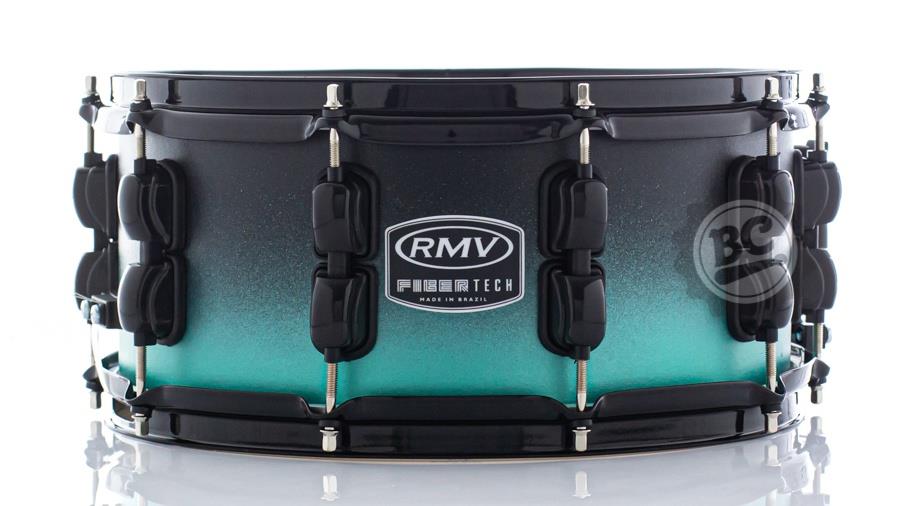 Caixa RMV FiberTech Turquesa Black Fade 14x6" Casco Híbrido com Aros Inoxidáveis 1,7mm (Exclusiva)