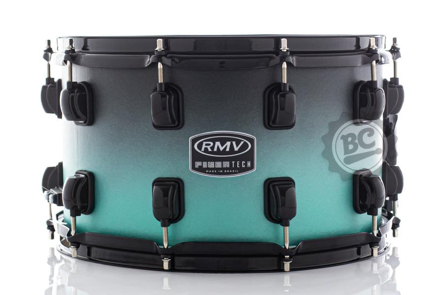 Caixa RMV FiberTech Turquesa Black Fade 14x8" Casco Híbrido com Aros Inoxidáveis 1,7mm (Exclusiva)