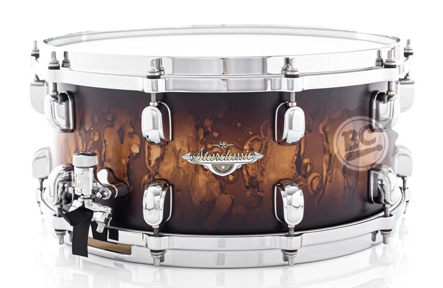 Caixa Tama Starclassic Maple Molten Satin Brown Burst 14x6,5" automático Starphonic e Aros Die-Cast