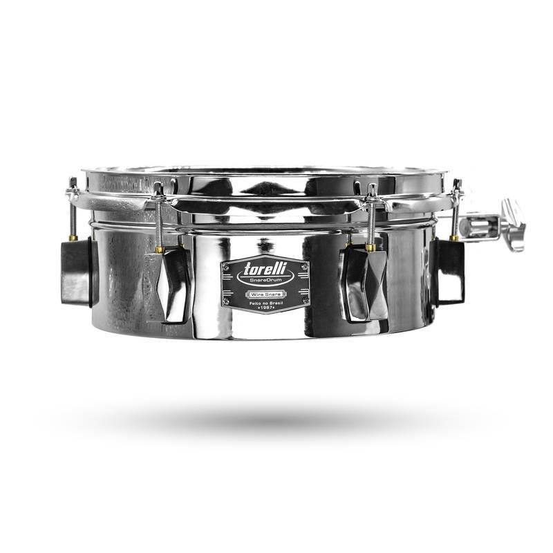 Caixa Timbalito Torelli Wire Snare Cromada 10x4" TCM27 Steel Shell com caneca para fixação em holders