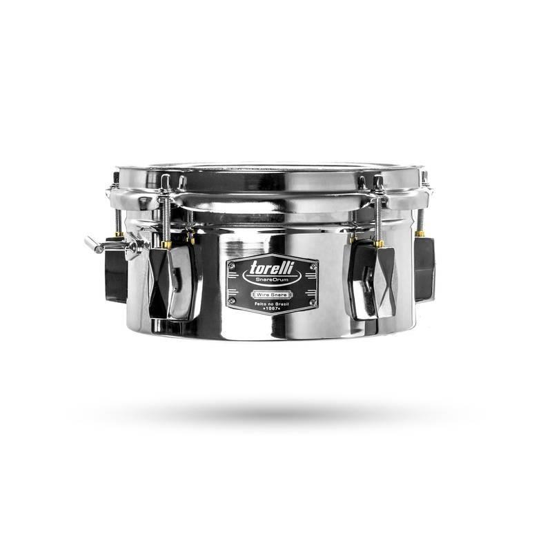 Caixa Timbalito Torelli Wire Snare Cromada 8x4" TCM26 Steel Shell com caneca para fixação em holders