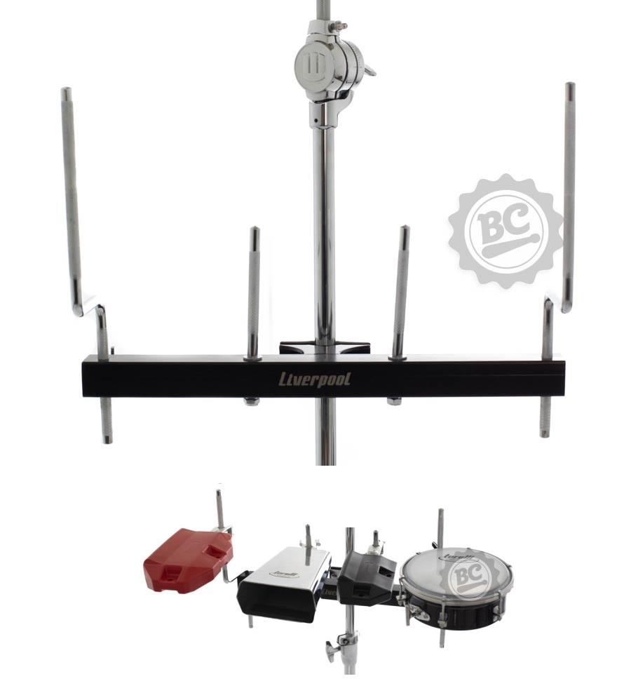 Clamp de Percussão Quádruplo Liverpool Mini Rack para Fixar 4 Acessórios na Estante (8020)