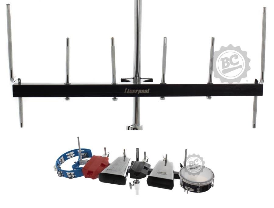 Clamp de Percussão Sêxtuplo Liverpool Mini Rack para Fixar 6 Acessórios na Estante (11173)