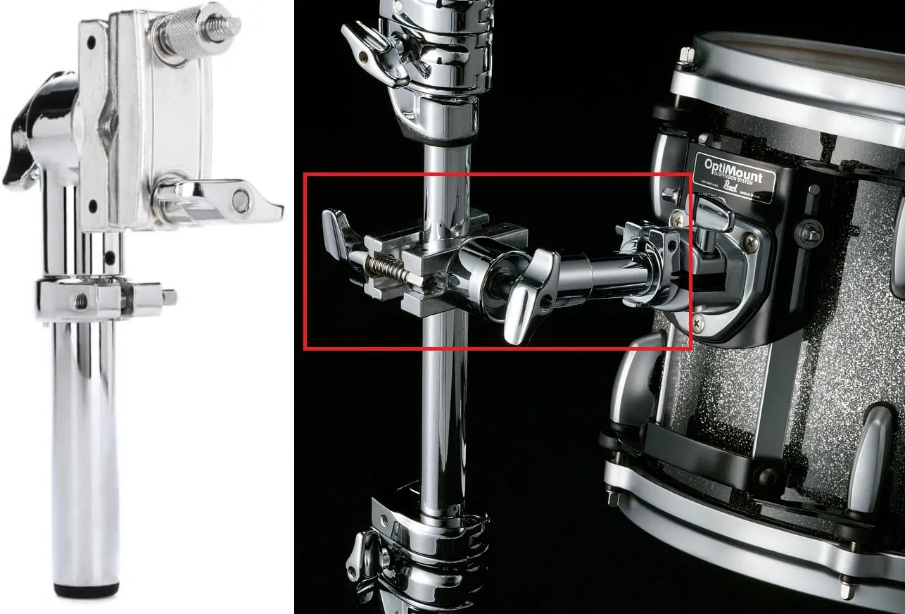 Clamp Holder Pearl UX-80S catracado para fixar tom na estante com máxima estabilidade