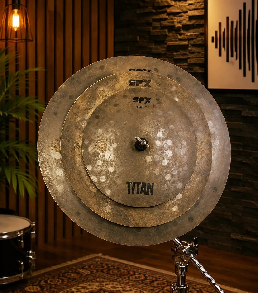 Clap Stack Titan SFX trio de pratos 7",9" e 11" som de "palma" em Bronze B20 TNS07ST
