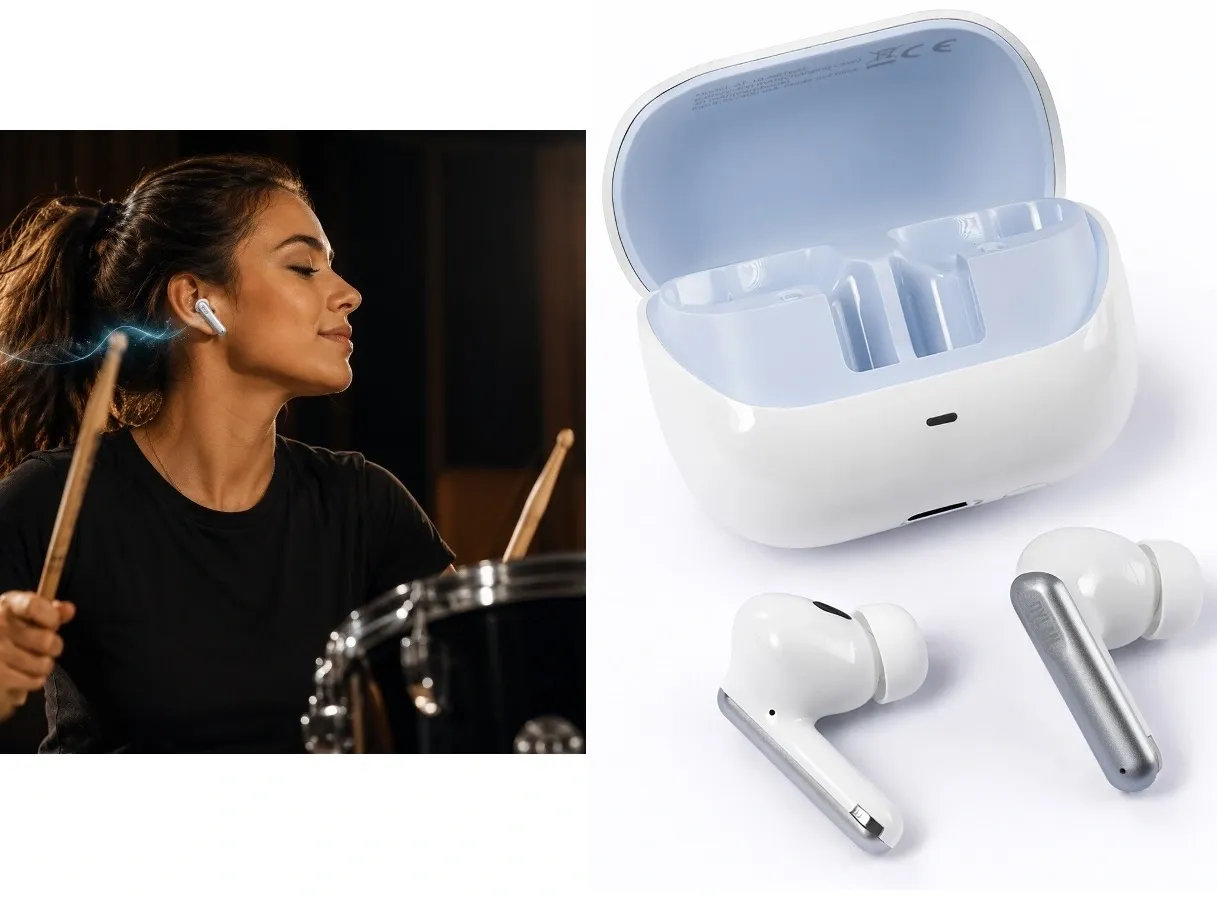 Fone de Ouvido Bluetooth Dylan Celebrate AT-10 AirTwo White com redutor de ruído e alta qualidade de som