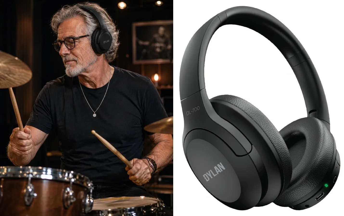 Fone de Ouvido Dylan DL-700 Bluetooth Black com cancelamento de ruídos e microfone HD muito conforto
