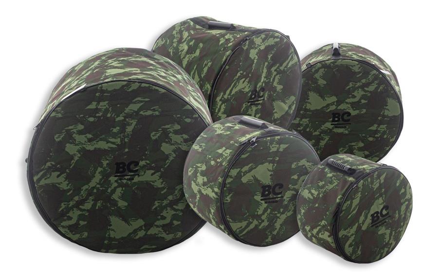 Kit de Bags Batera Clube Signature BC Camuflagem Tons 10", 12", Surdo 14", Bumbo 20" e Caixa