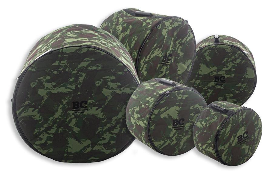 Kit de Bags Batera Clube Signature BC Camuflagem Tons 10", 12", Surdo 16", Bumbo 22" e Caixa