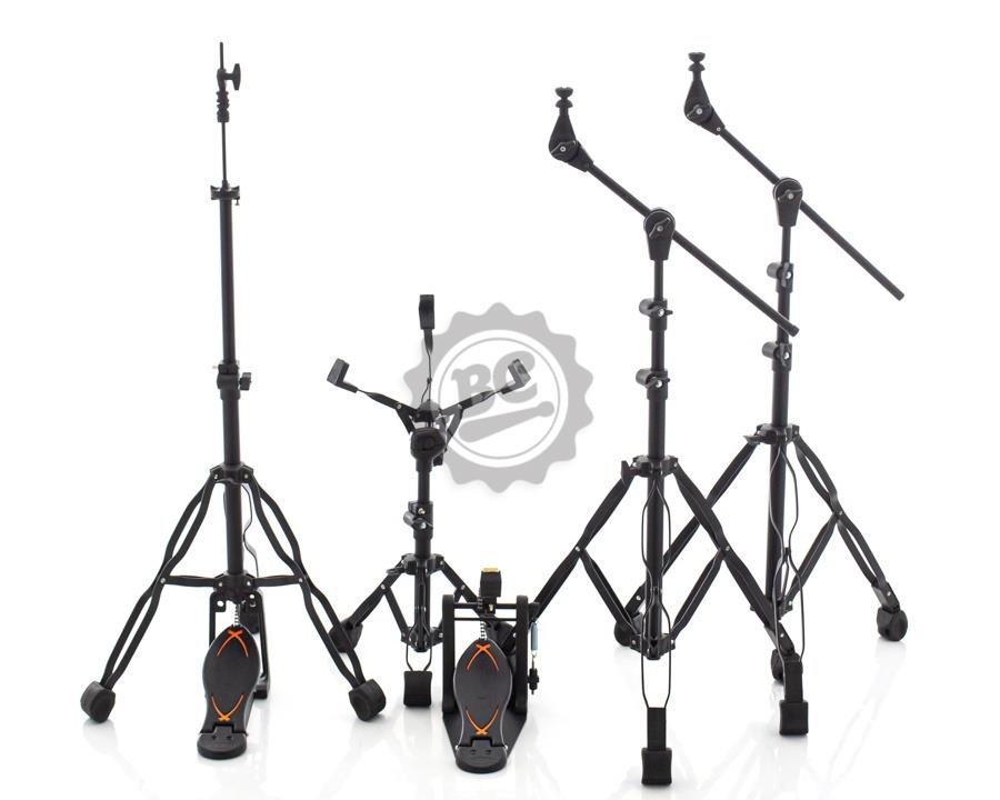 Kit de Ferragens RMV Hard Tech com Estante Reta e Girafa, Pedal, Máquina Chimbal e Estante de Caixa