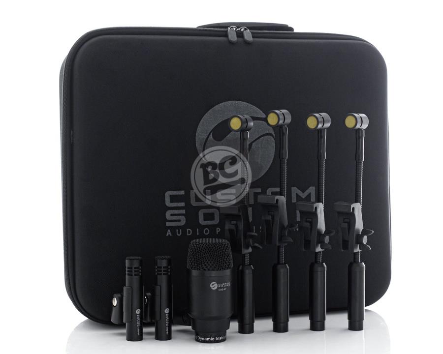 Kit de Microfones Custom Sound CSD07 com 7 Peças e case com 2 overs, 1 bumbo, 3 tons e 1 caixa