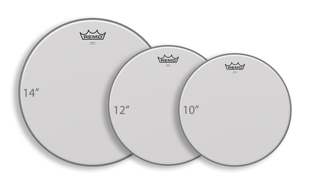 Kit de Peles Remo Emperor Coated Tons 10",12",14" Filme Duplo Porosa (10467) Made in USA