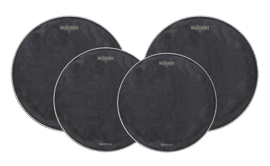 Kit de Peles Williams SoundLess Silent Mesh 10", 12", 14", 14" (caixa) estude em silêncio compatível eletrônicas