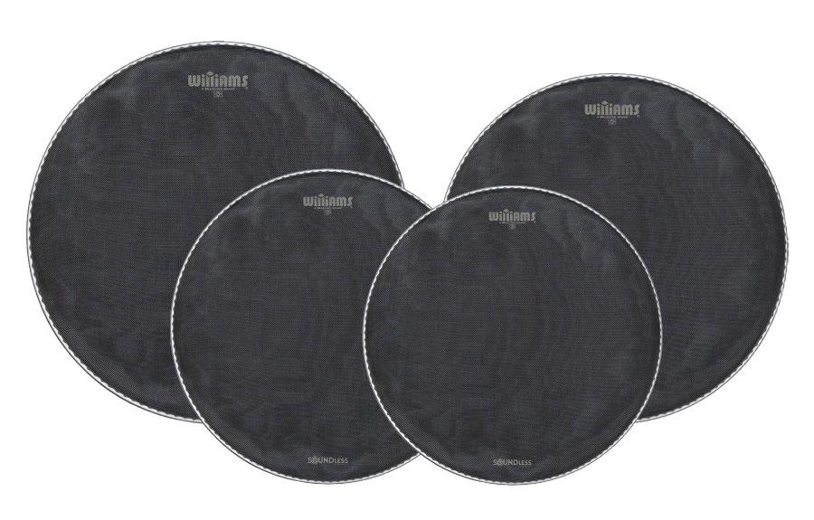 Kit de Peles Williams SoundLess Silent Mesh 10", 12", 16", 14" (caixa) estude em silêncio compatível eletrônicas
