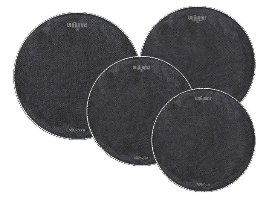 Kit de Peles Williams SoundLess Silent Mesh 12", 13", 16", 14" (caixa) estude em silêncio compatível eletrônicas