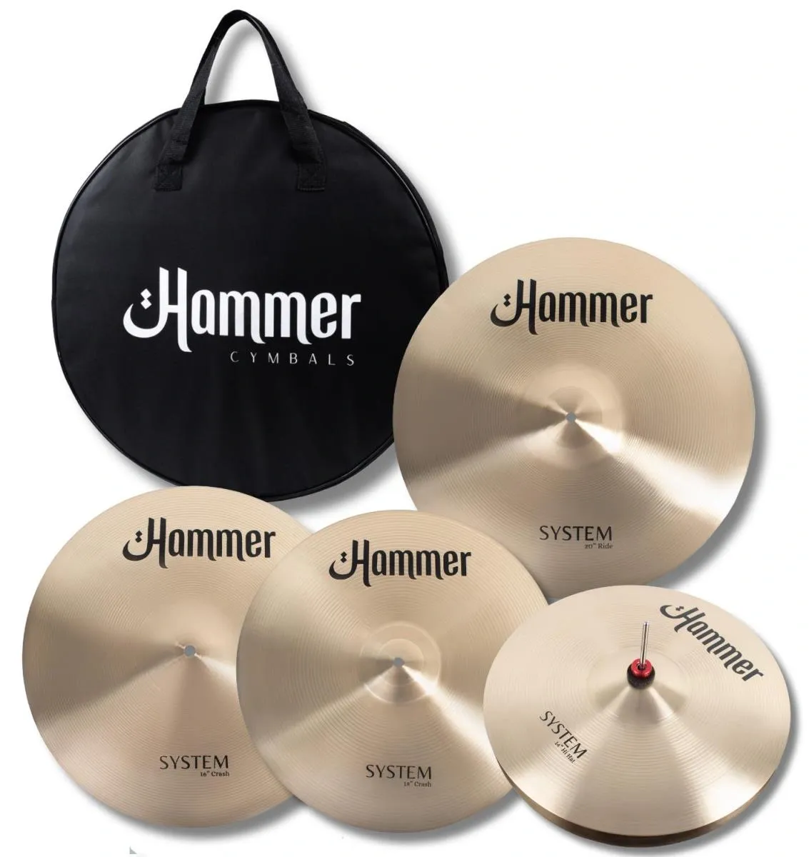 Kit de Pratos Hammer System B20 by Liverpool com Crash 16" e 18", Ride 20", Chimbal 14" e Bag (Bronze B20)