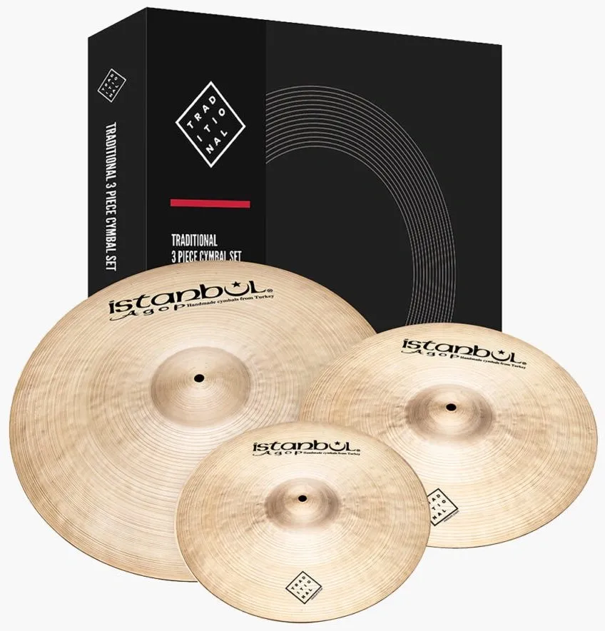 Kit de Pratos Istanbul Agop Traditional ITRS com Crash 16", Chimbal 14", Ride 20" e Bag