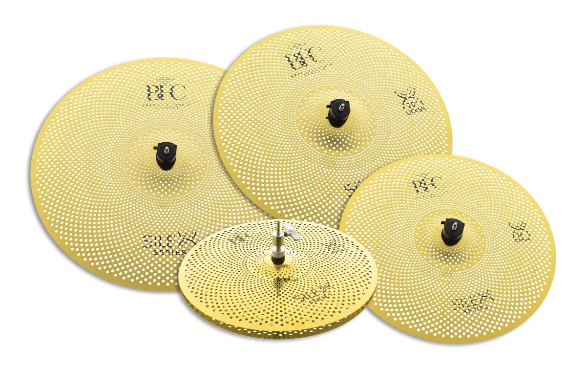Kit de Pratos Low Volume BFC Cymbals Silex Golden Brilliant 14", 16", 18", 20" volume até 80% menor