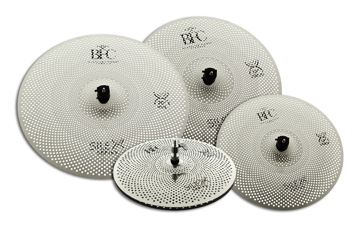 Kit de Pratos Low Volume BFC Cymbals Silex Silver Brilliant 14", 16", 18", 20" volume até 80% menor