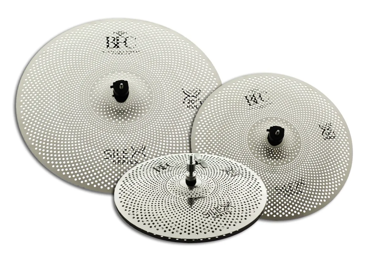 Kit de Pratos Low Volume BFC Cymbals Silex Silver Brilliant 14", 16", 20" volume até 80% menor
