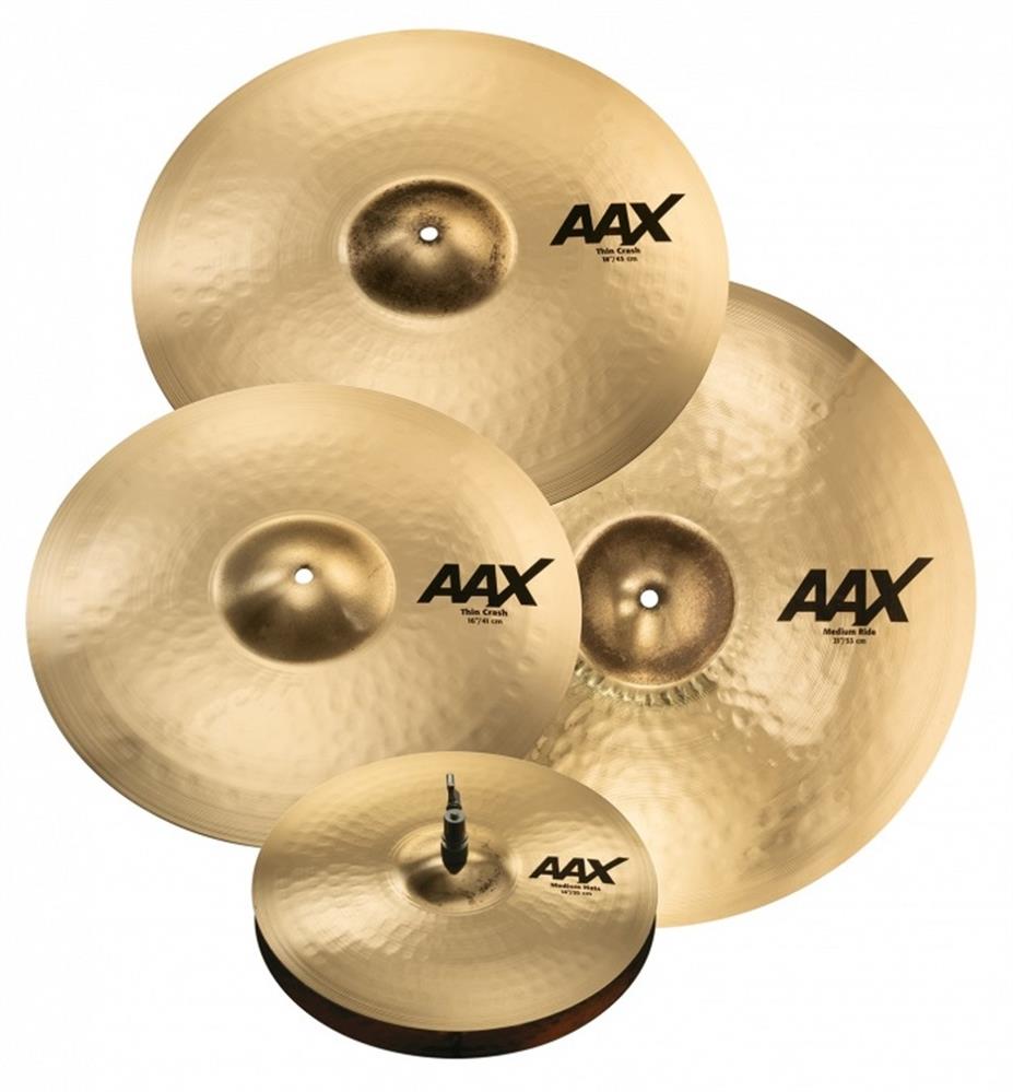 Kit de Pratos Sabian AAX Promo Pack 25005XCPB com Crashes 16" e 18", Hihat 14" e Ride 21"