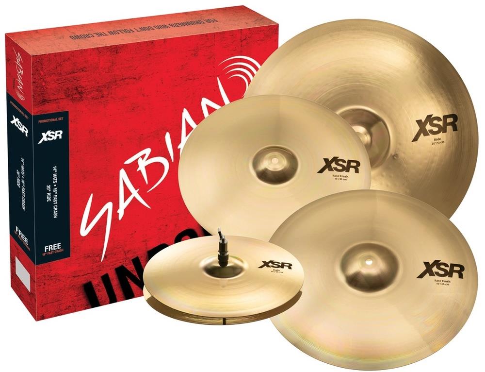 Kit de Pratos Sabian XSR Performance Set em B20 com Crashes 16" e 18", Hihat 14" e Ride 20" XSR5005GB