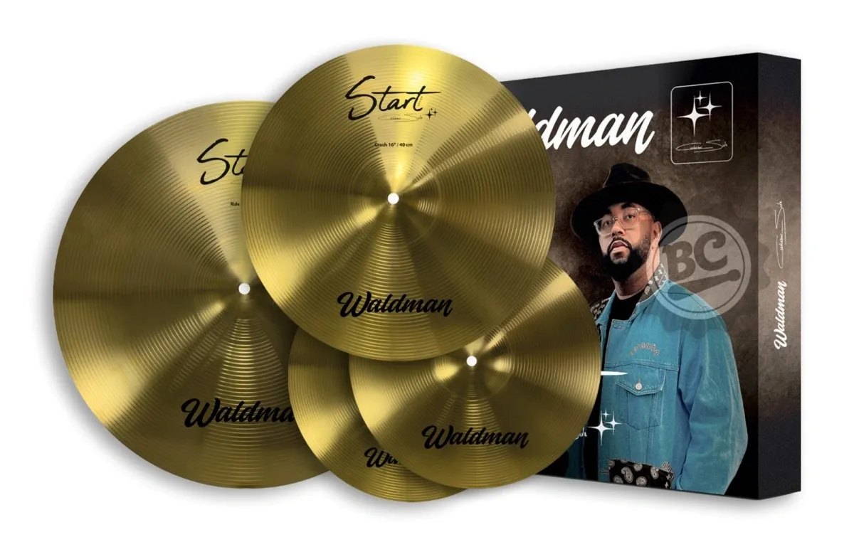 Kit de Pratos Waldman Signature Cléverson Silva Start Brass com Chimbal 14", Crash 16" e Ride 20"