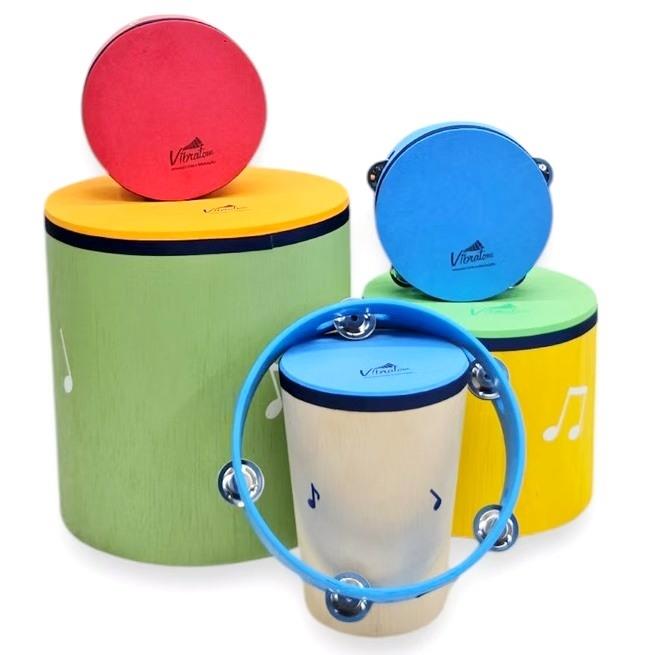 Kit de Surdinhos JOG Vibratom New P3650 com 6 Peças em Madeira e Baquetas (Musicalização Infantil)