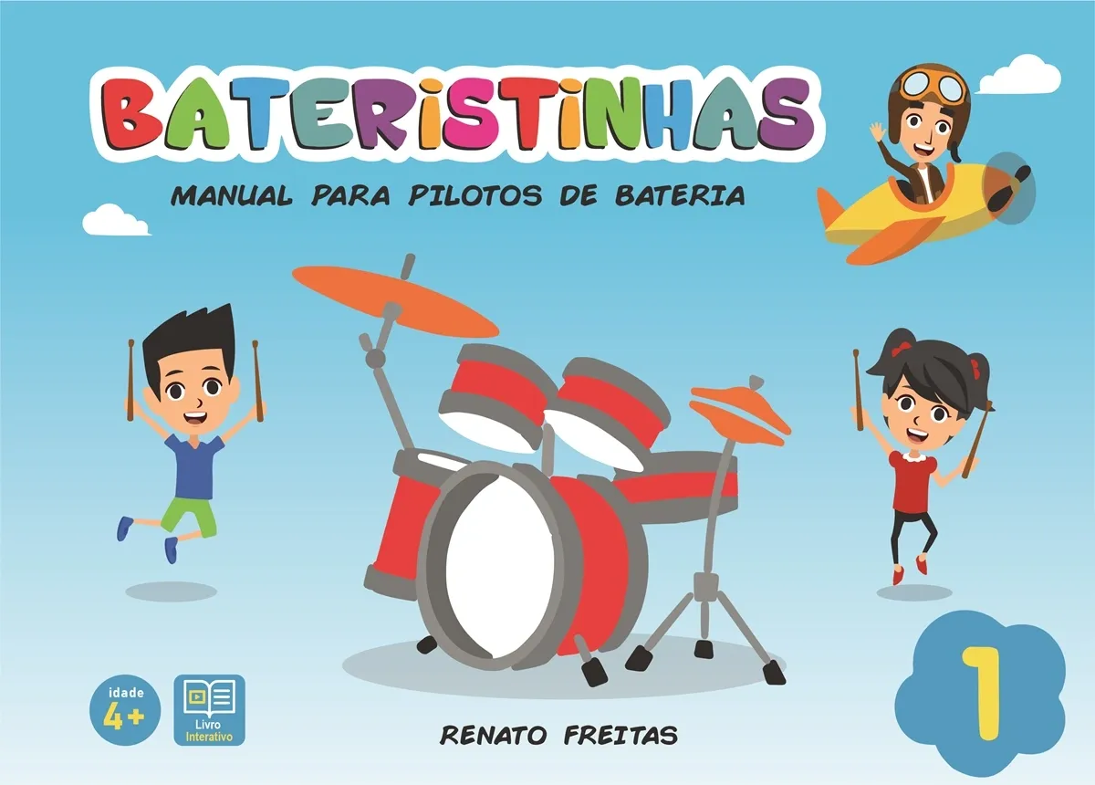 Livro de Bateria para Crianças BATERISTINHAS a partir dos 4 anos com conteúdo digital e ilustrações