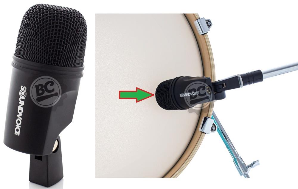 Microfone de Bumbo SoundVoice MB-01 dinâmico unidirecional com bag, excelente captação e definição