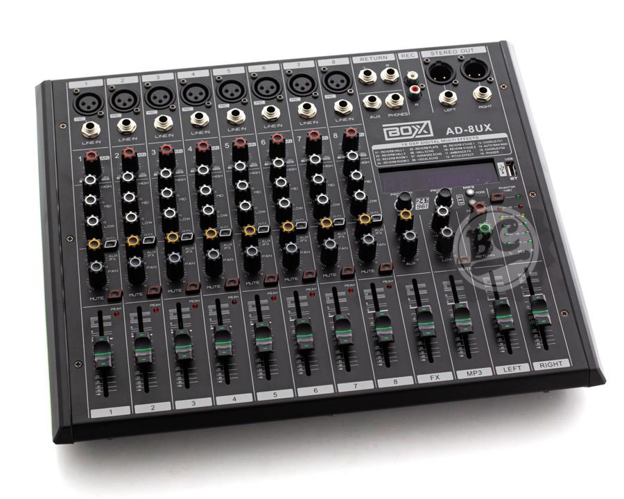 Mixer BOXX AD-8UX Mesa de Som 8 Canais para Lives e Gravações Interface Plug and Play para Smartphones